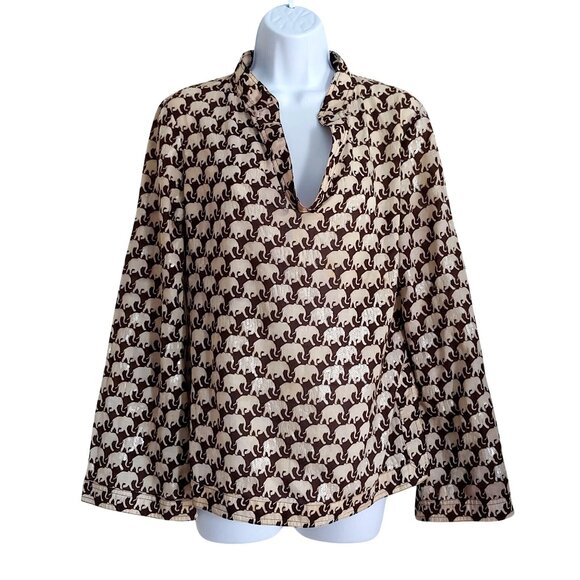 Tory Burch Lucky Elephant Sequin Playful Luxury Relaxed Fit Top 8 - Picture 1 of 9